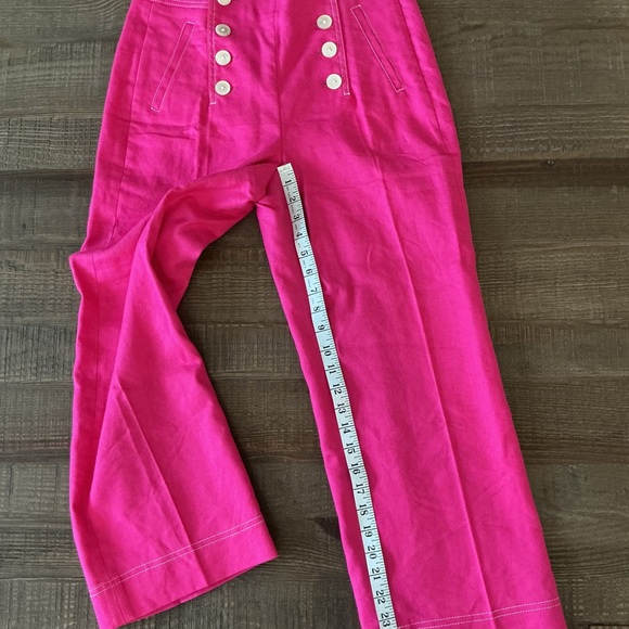 J.Crew Women’s Peyton Sailor Crop Pant Bright Pink Stretch Linen Size 6 - Picture 9 of 11
